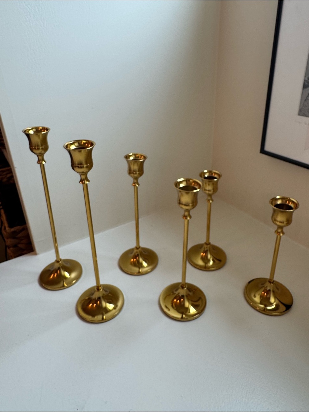 Gold Taper Candle Holders Set - Elegant Home Accents